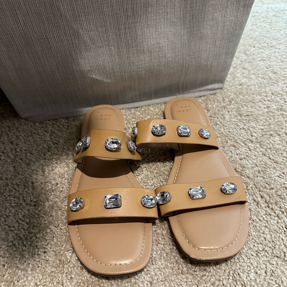 Tan Sandals with Silver Accents